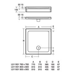Ideal Standard Simplicity Square Low Profile Upstand Shower Tray White 810mm x 810mm x 40mm