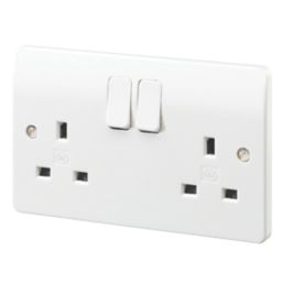 MK Logic Plus Rapid Fix 13A 2-Gang DP Switched Socket White