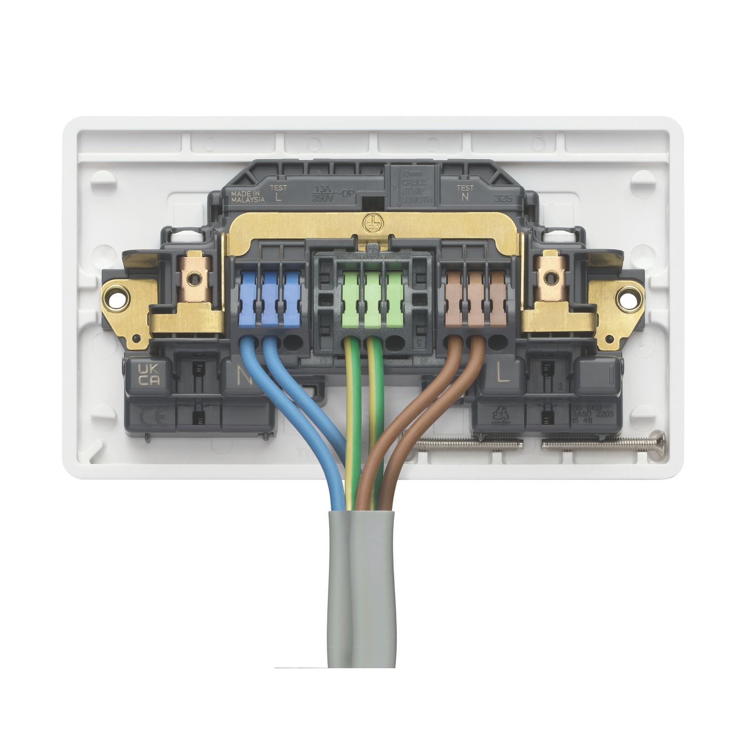 MK Logic Plus Rapid Fix 13A 2-Gang DP Switched Socket White (814PH)