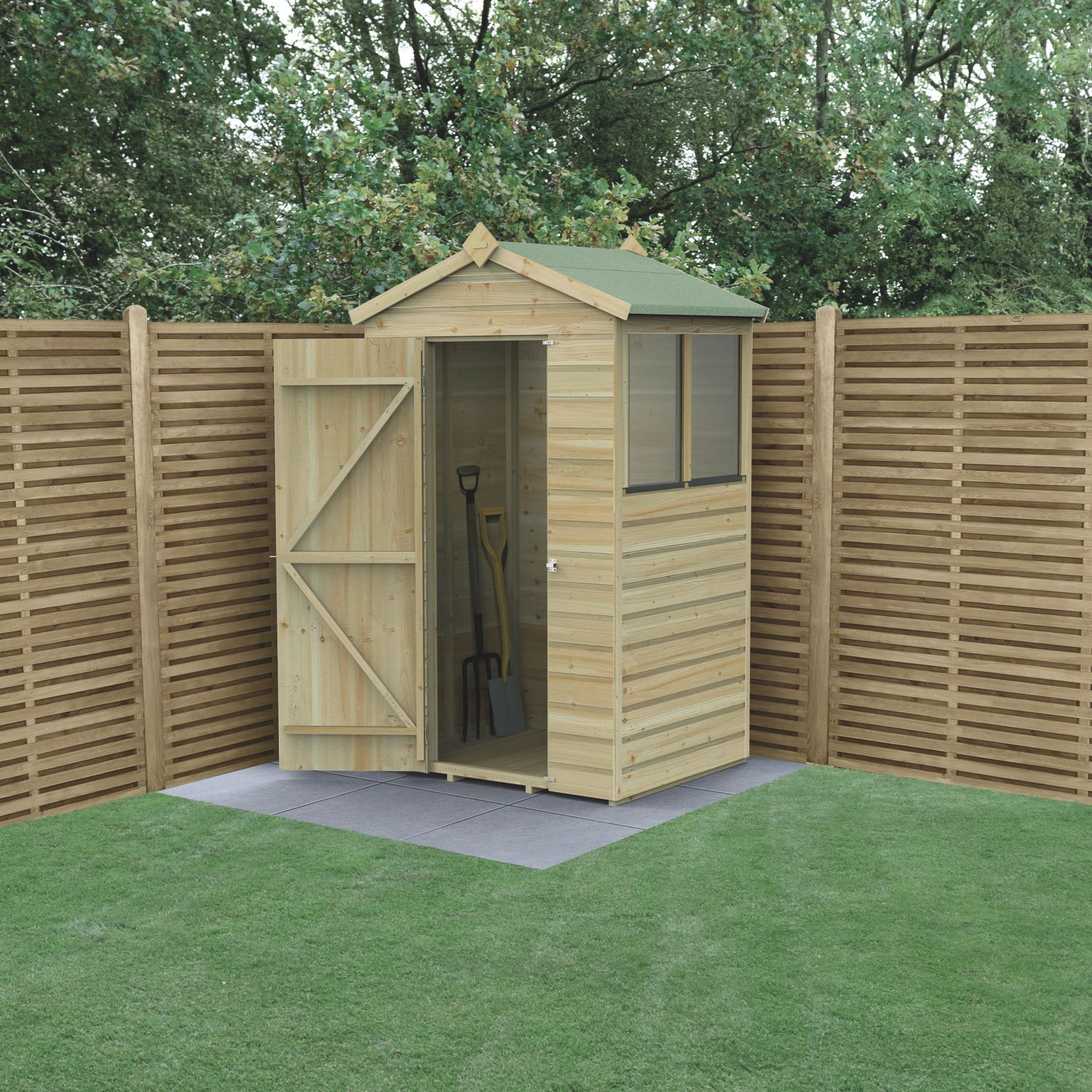 Forest Beckwood 4' x 3' (Nominal) Apex Shiplap Timber Shed with Assembly (814PW)
