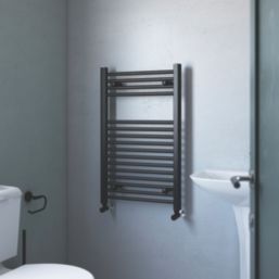 Flomasta 800mm x 500mm 1239BTU Black Flat  Towel Radiator