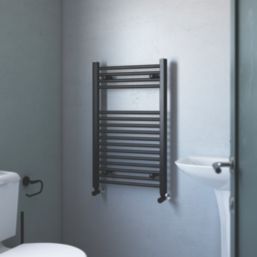 Flomasta 800mm x 500mm 1239BTU Black Flat  Towel Radiator