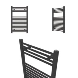 Flomasta 800mm x 500mm 1239BTU Black Flat  Towel Radiator