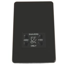 MARK  2-Gang Dual Voltage Shaver Socket 115/230V Matt Black with Colour-Matched Inserts