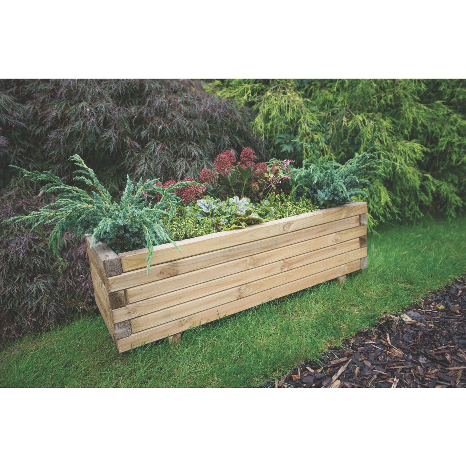 Forest Agen Rectangular Planter Natural Wood 320mm x 400mm x 1000mm (8153X)