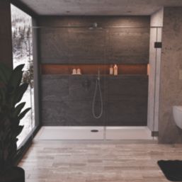 Milan Rectangular Bathroom Shower Tray & Waste White Gloss 1700mm x 700mm x 40mm