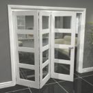 Green & Taylor  3-Door 4-Clear Light Primed White Wooden Shaker Internal Bi-Fold Door 2060mm x 1674mm