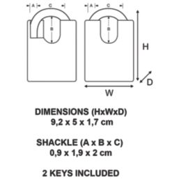 Master Lock 2250EURD  Water-Resistant Closed Shackle  Padlock Brass 50mm