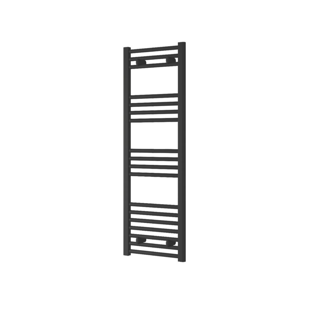 Reina 1200mm x 400mm 1248BTU Black Flat Designer Towel Radiator - Screwfix