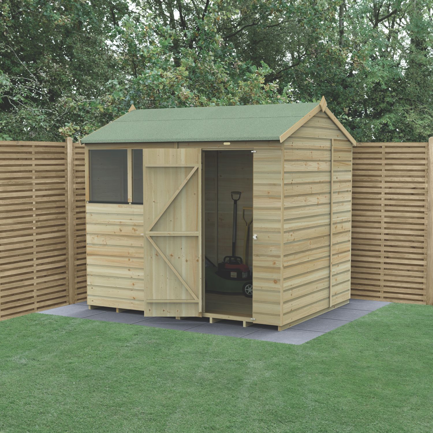 Forest Beckwood 7' 6" x 6' (Nominal) Reverse Apex Shiplap Timber Shed with Base & Assembly (815RF)