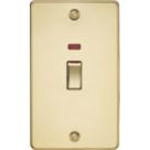 Knightsbridge  45A 2-Gang DP Control Switch Polished Brass with LED