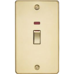 Knightsbridge  45A 2-Gang DP Control Switch Polished Brass with LED