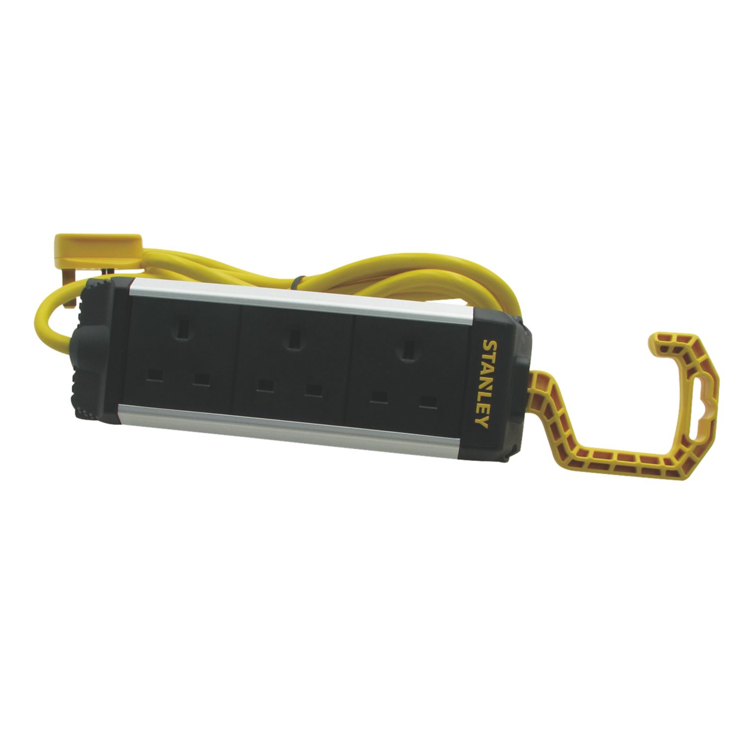 Stanley 13A 3-Gang Unswitched Power Strip With Foldable Hook Black 3m (815VA)