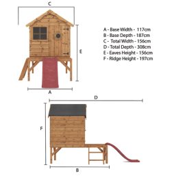 Mercia Snug  4' x 6' (Nominal) Timber Playhouse with Tower & Slide