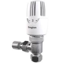 Drayton RT414 15mm x 1/2" White Angled Traditional Thermostatic Radiator Valve Head & Body