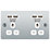 LAP  13A 2-Gang Unswitched Socket + 4.2A 10.5W 4-Outlet Type A USB Charger Polished Chrome with White Inserts