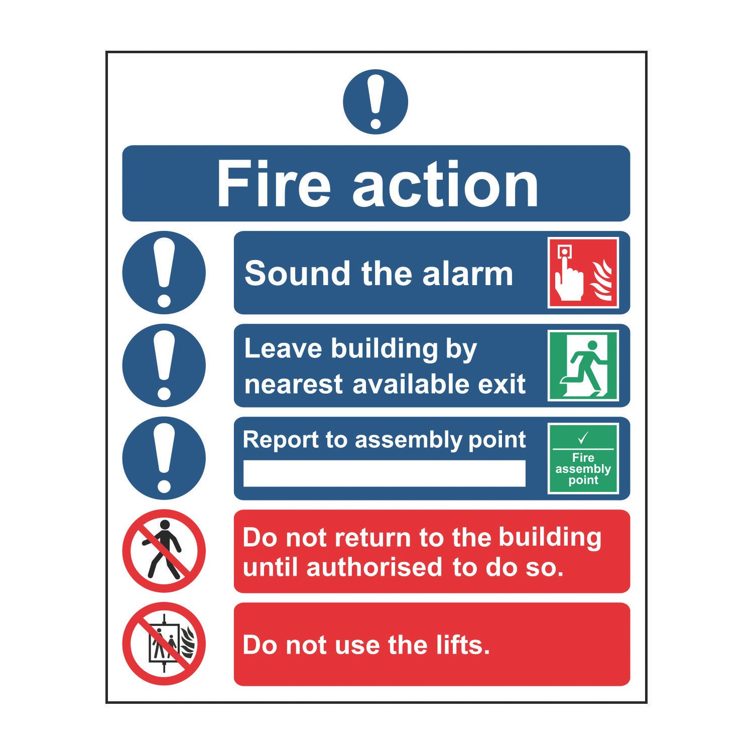Essentials Non Photoluminescent "Fire Action Procedure" Sign 300mm x 250mm (816FG)