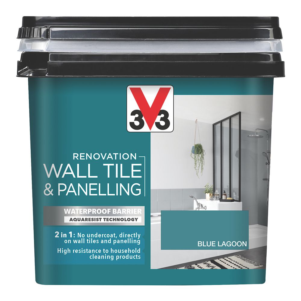 V33 750ml Lagoon Blue Satin Tile Paint Screwfix