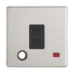 Contactum Lyric 13A Unswitched Fused Spur & Flex Outlet with Neon Brushed Steel with Black Inserts