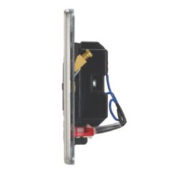 Contactum Lyric 13A Unswitched Fused Spur & Flex Outlet with Neon Brushed Steel with Black Inserts