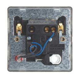 Contactum Lyric 13A Unswitched Fused Spur & Flex Outlet with Neon Brushed Steel with Black Inserts