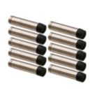 Smith & Locke Cylinder Skirting Board Mounted Door Stop 16 x 70mm Satin Nickel 10 Pack