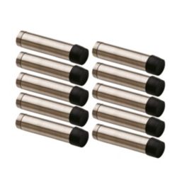 Smith & Locke Cylinder Skirting Board Mounted Door Stop 16 x 70mm Satin Nickel 10 Pack