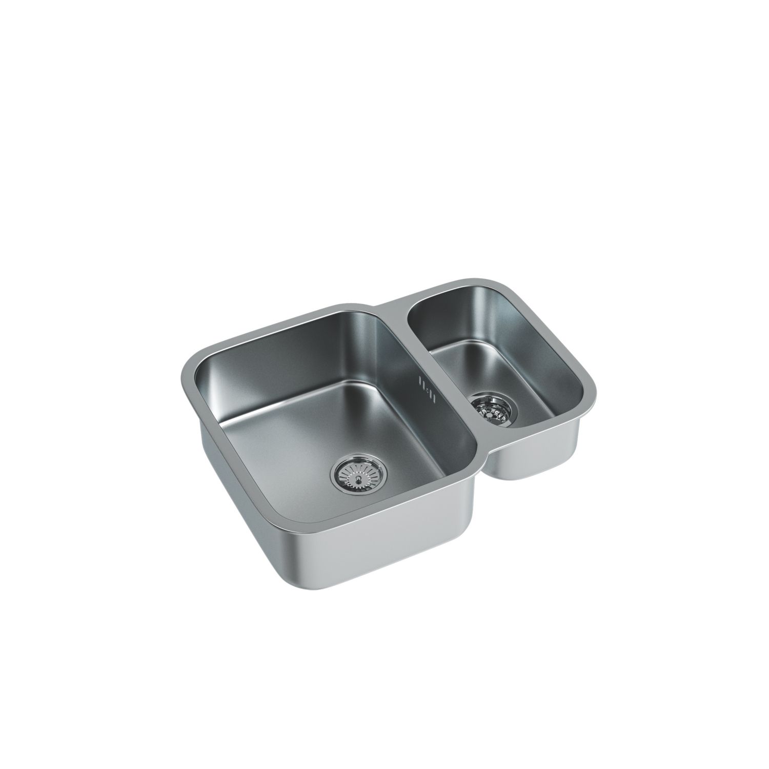 ETAL Nur 1.5 Bowl Stainless Steel Undermount Kitchen Sink Satin Steel Reversible 590mm x 460mm (816VN)