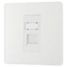 British General Evolve 1-Gang RJ45 Ethernet Socket Pearlescent White with White Inserts