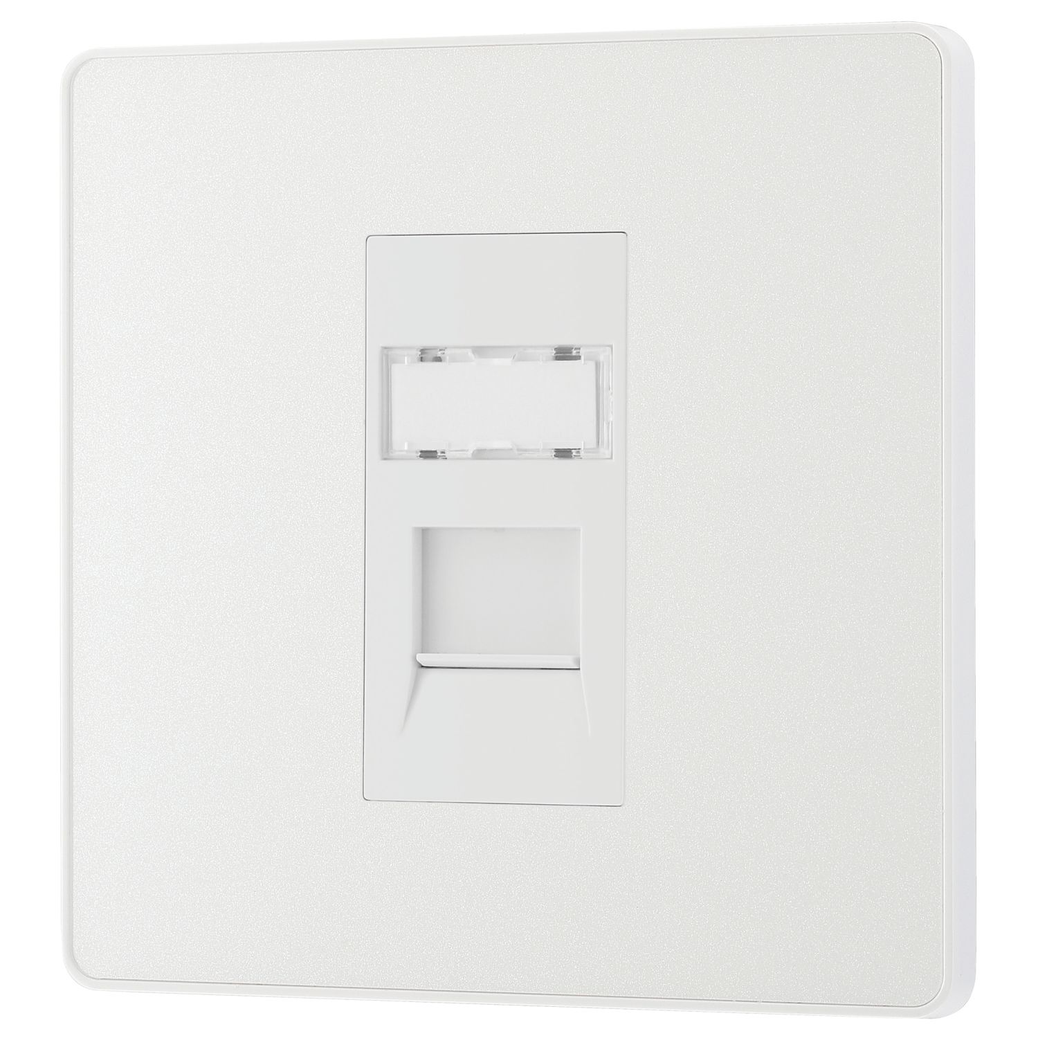 British General Evolve 1-Gang RJ45 Ethernet Socket Pearlescent White with White Inserts (816XG)