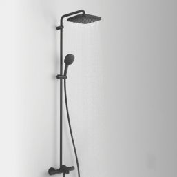 Grohe Vitalio Comfort 250 HP Rear-Fed Exposed Matt Black Thermostatic Shower System with Bath Outlet