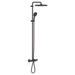 Grohe Vitalio Comfort 250 HP Rear-Fed Exposed Matt Black Thermostatic Shower System with Bath Outlet
