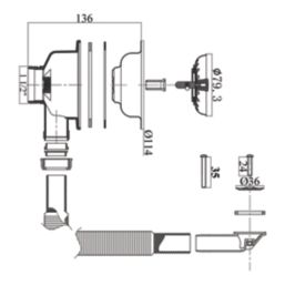 1 Bowl Kitchen Sink Waste Polished Stainless Steel 114mm