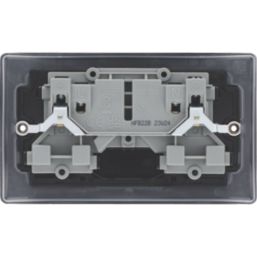 British General Nexus Metal 13A 2-Gang DP Switched Plug Sockets Matt Black  with Black Inserts 5 Pack