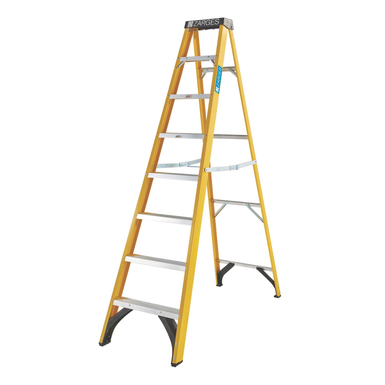 Zarges Fibreglass 2.15m 8 Step Swingback A Frame Step Ladder (817CP)