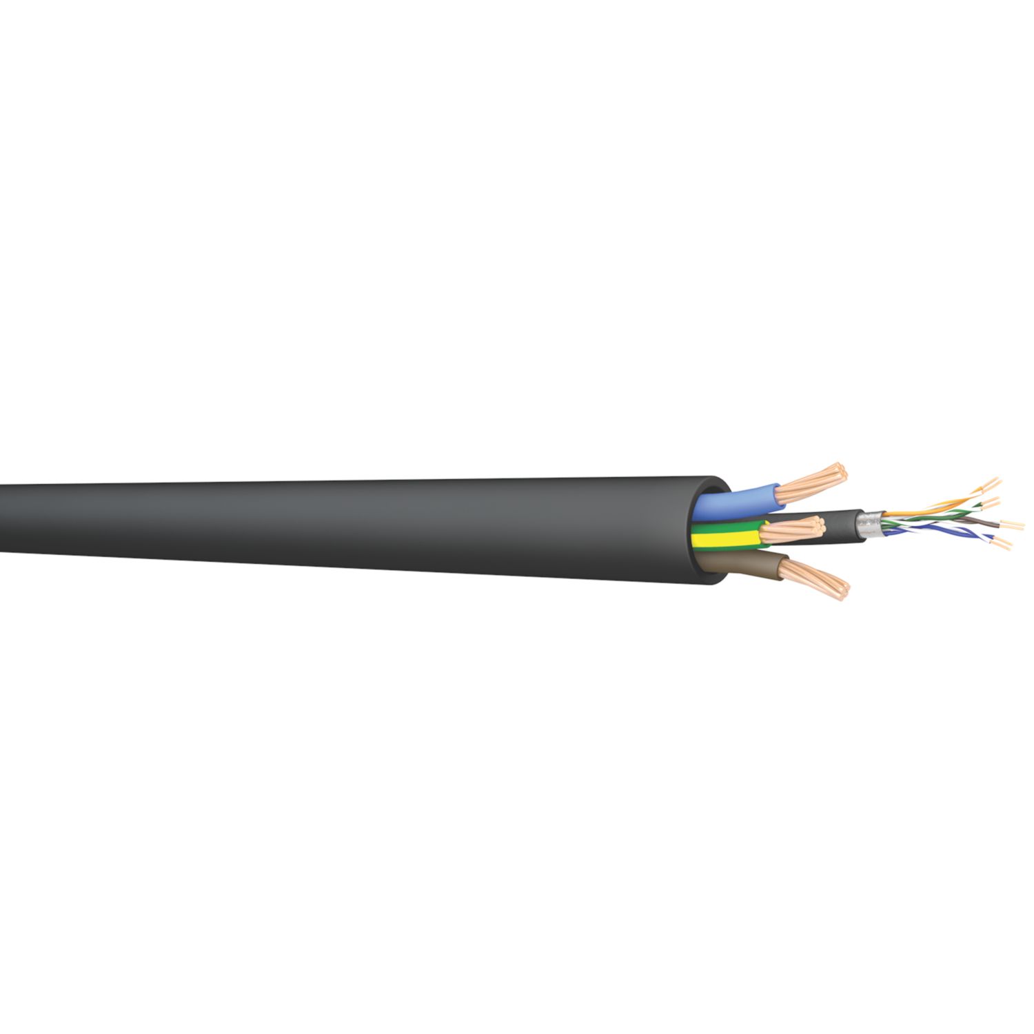 Prysmian PRY-EV Black 3-Core 6mm² & Cat 5e 4-Pair EV Charging Cable 50m Drum (817RE)