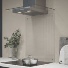 Splashback  Clear with Satin Chrome Caps Kitchen Splashback 600mm x 750mm x 4mm