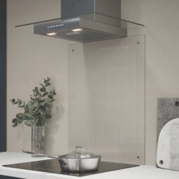 Splashback  Clear with Satin Chrome Caps Kitchen Splashback 600mm x 750mm x 4mm