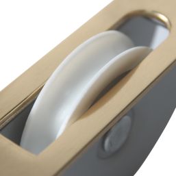 Smith & Locke Sash Window Axle Pulley & Nylon Wheel Polished Brass 116mm x 25mm