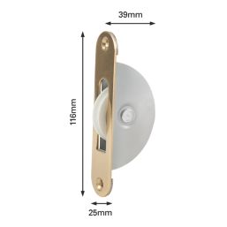 Smith & Locke Sash Window Axle Pulley & Nylon Wheel Polished Brass 116mm x 25mm