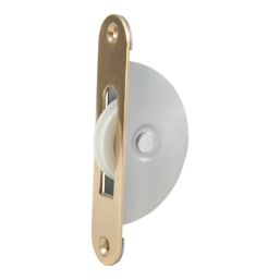 Smith & Locke Sash Window Axle Pulley & Nylon Wheel Polished Brass 116mm x 25mm