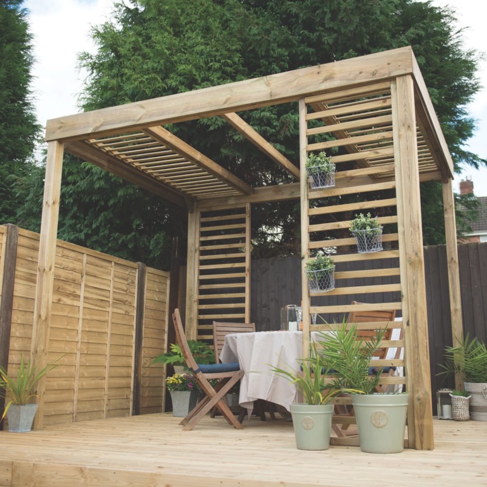Forest Dining 10' x 8' (Nominal) Flat Timber Pergola Screwfix