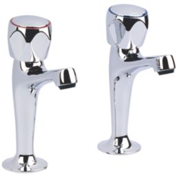 Refurb Essentials  Pillar Round Head High Neck Sink Taps Chrome