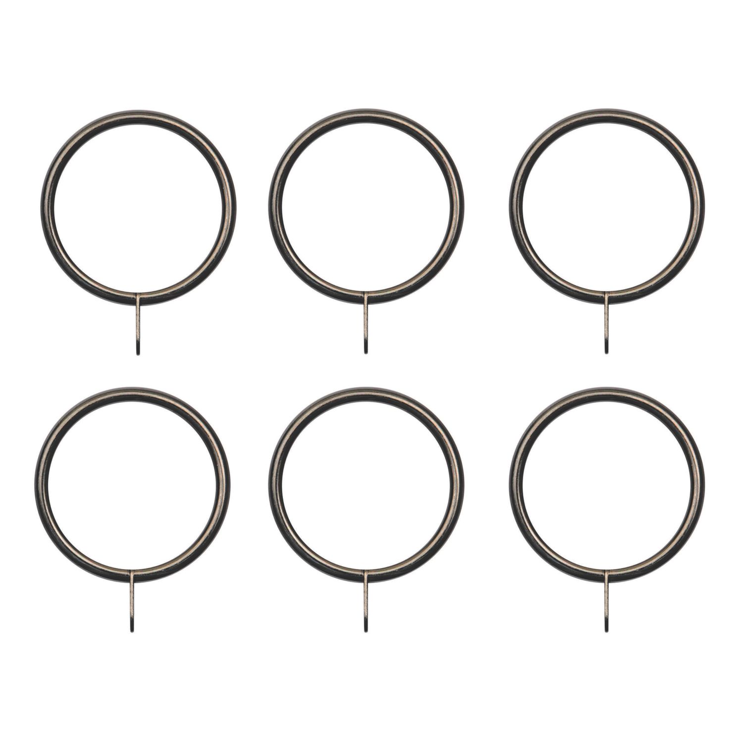 Renaissance Black Nickel Metal Curtain Rings 19mm 6 Pack (818CK)