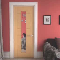 Green & Taylor  7-Clear Light Satin Lacquered Oak Wooden Flush Internal Glazed Door 1981mm x 762mm