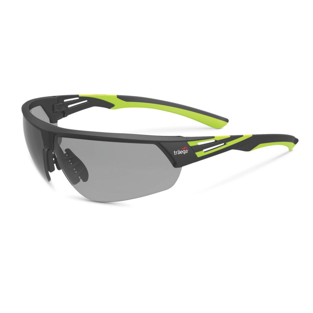 Traega Green Cura Smoke Lens Safety Glasses Screwfix