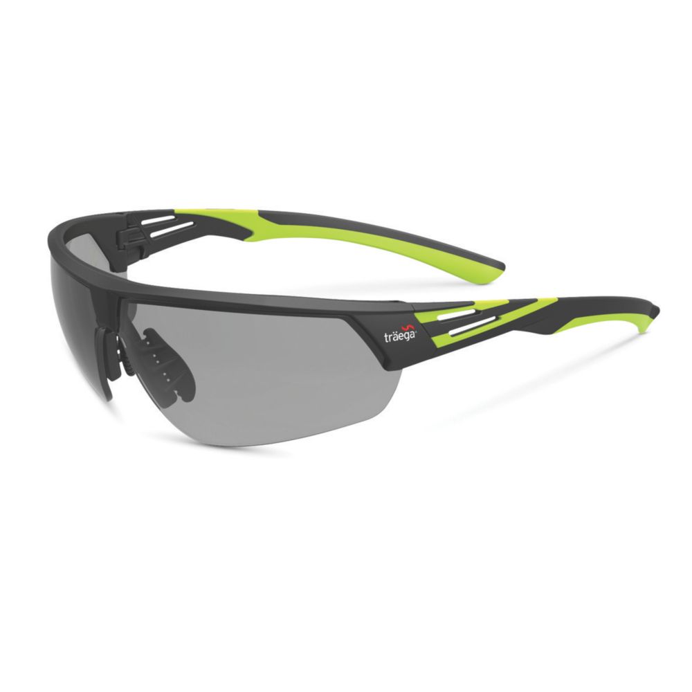 Traega Green Cura Smoke Lens Safety Glasses - Screwfix