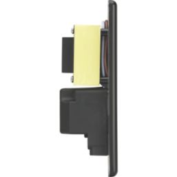 Knightsbridge  2-Gang Single Voltage Shaver Socket+ 2.4A 12W 2-Outlet Type A & C USB Charger 230V Matt Black with Black Inserts