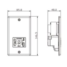 Knightsbridge  2-Gang Single Voltage Shaver Socket+ 2.4A 12W 2-Outlet Type A & C USB Charger 230V Matt Black with Black Inserts