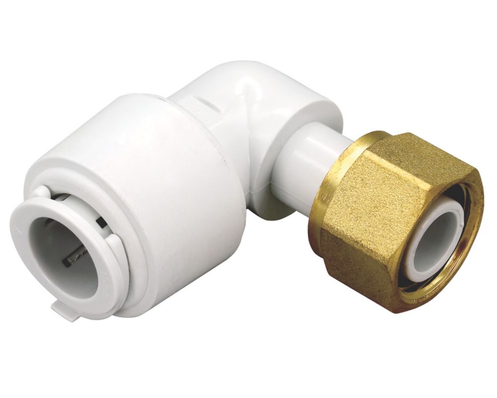 FloPlast FloFit+ Plastic PushFit Angled Tap Connector 15mm x 1/2
